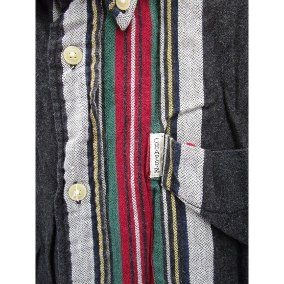 VINTAGE Ralph Lauren Chaps Shirt Large Red Flannel Button Up Striped - Picture 4 of 11
